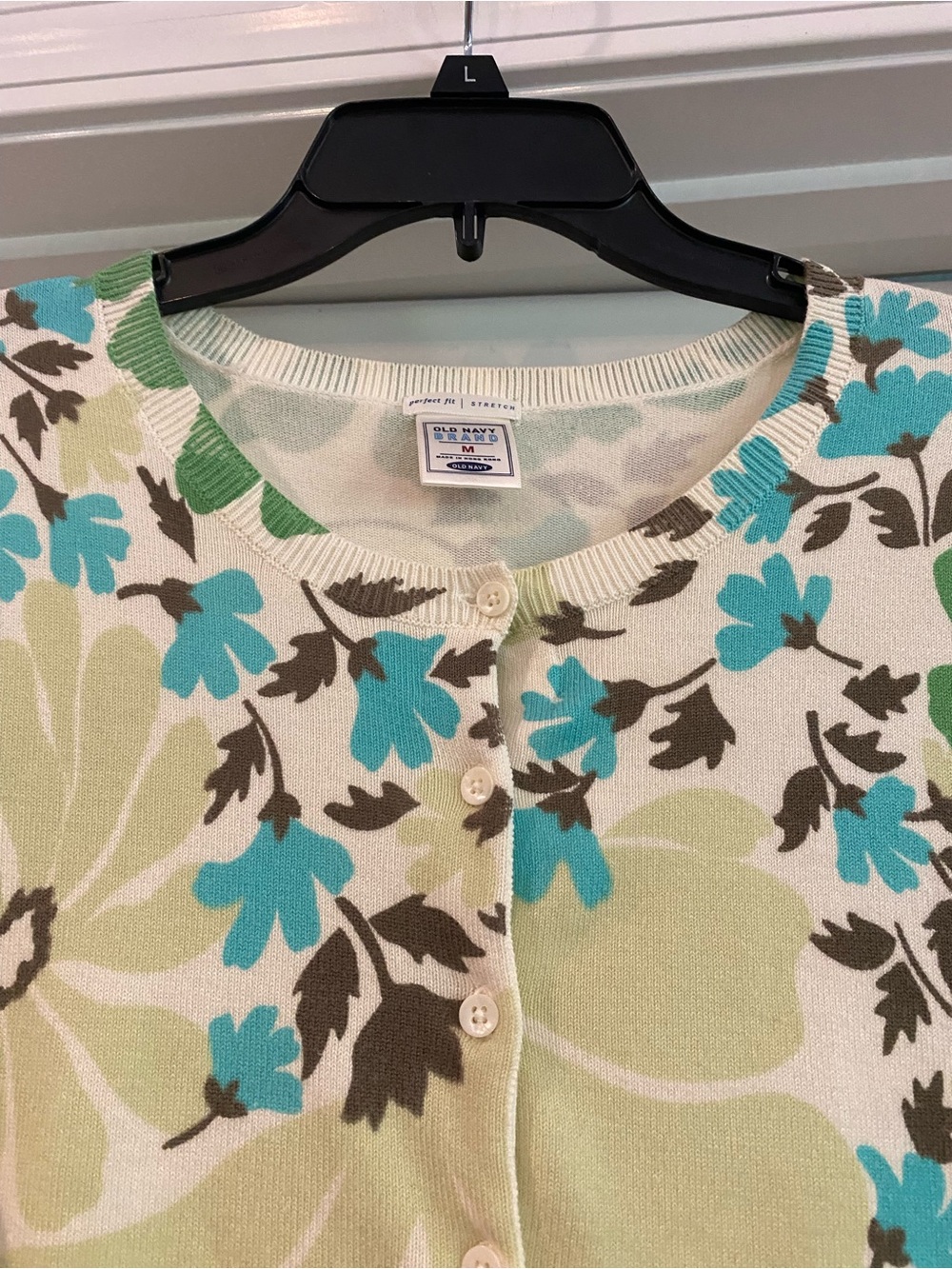 Old Navy Floral Cardigan in Green, Teal, Cream - Picture 3 of 6